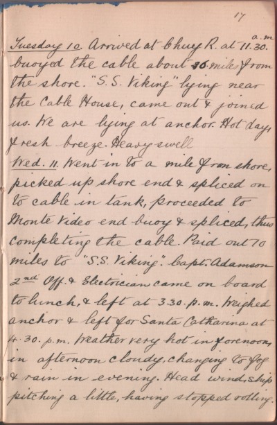 10 December 1889 journal entry
